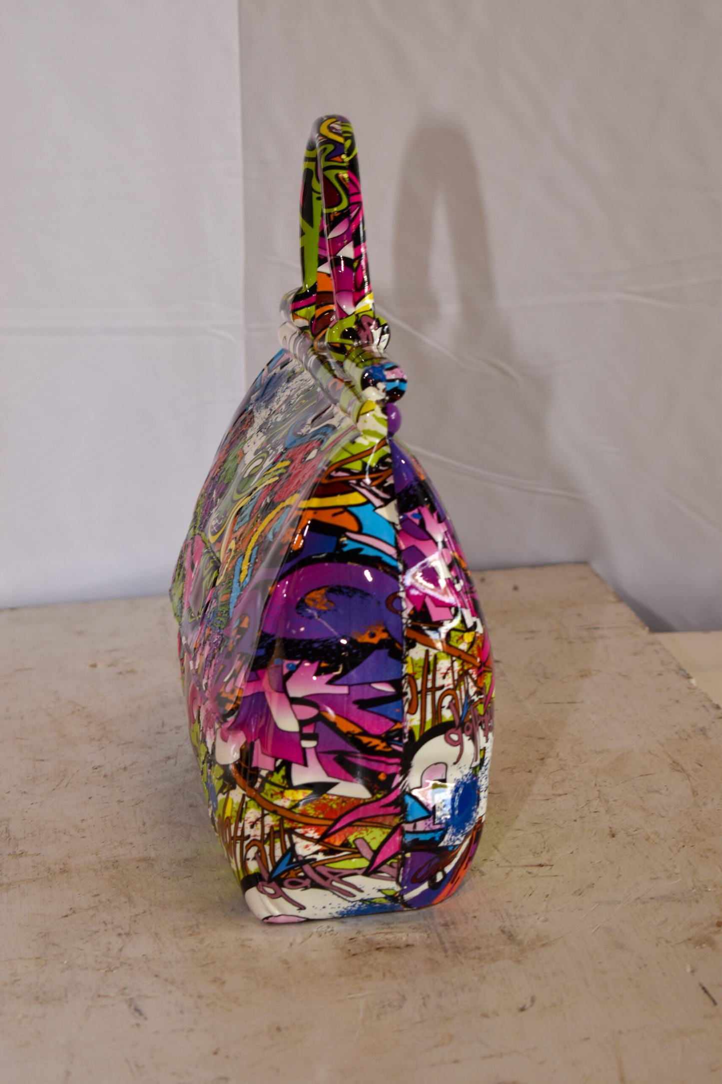 Graffiti Hand Bag Resin Statue 6" x 14" x 15"H