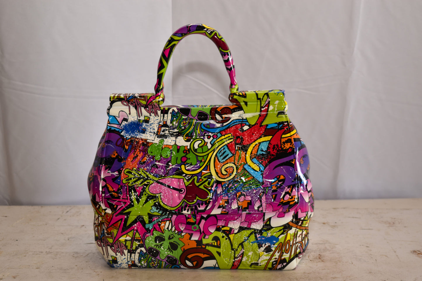Graffiti Hand Bag Resin Statue 6" x 14" x 15"H