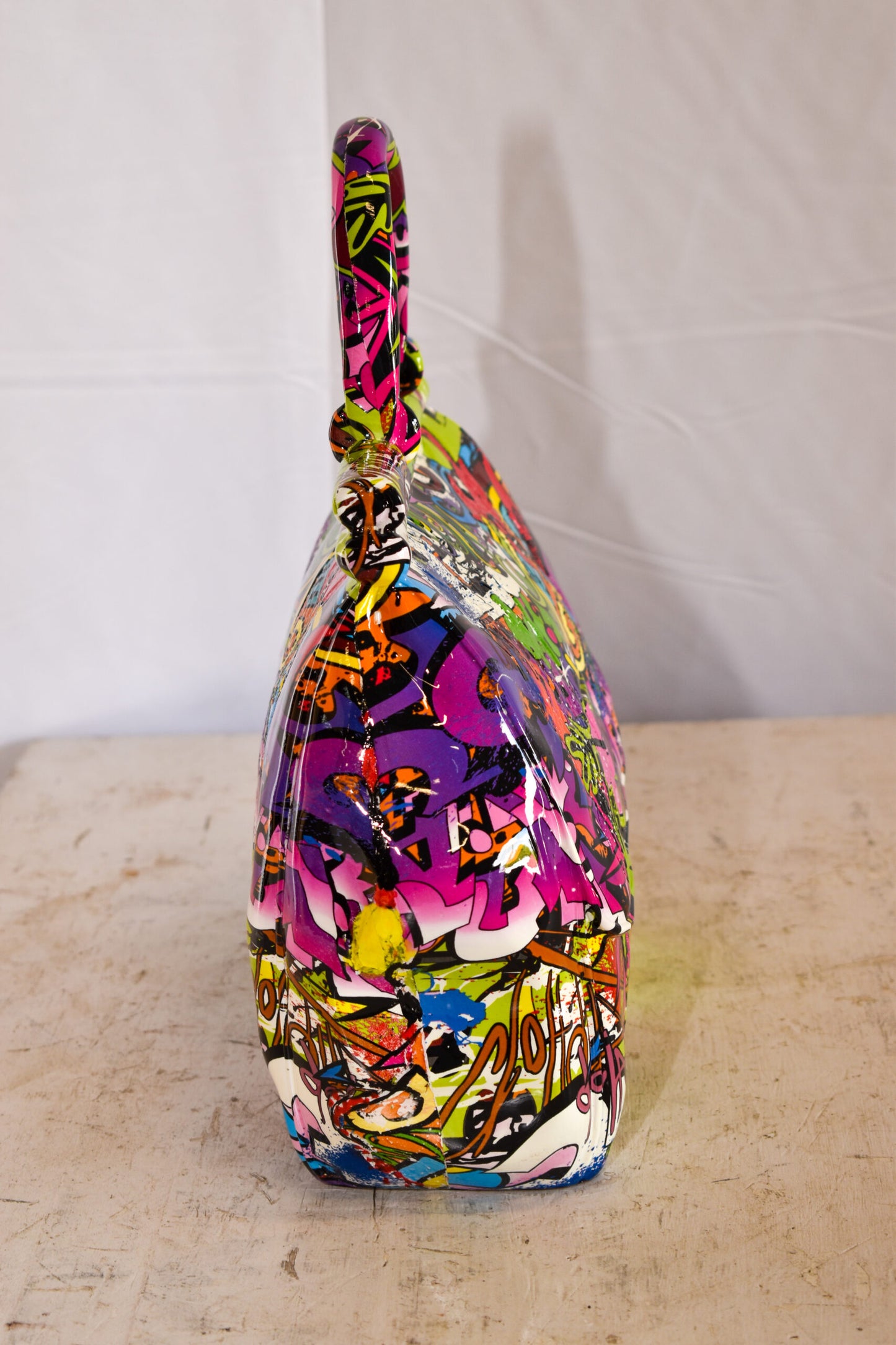 Graffiti Hand Bag Resin Statue 6" x 14" x 15"H