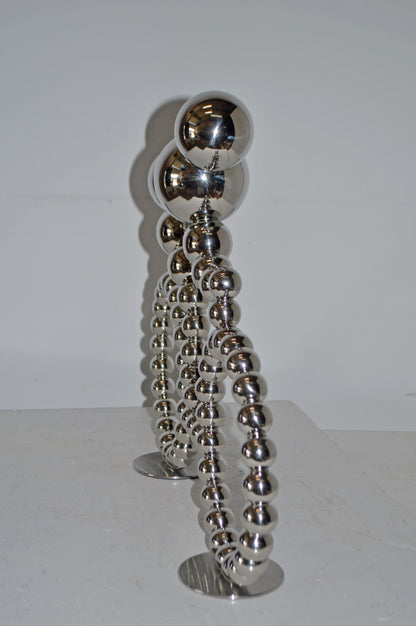 Modern Art Rider on His Bicycle Chrome Statue - Size: 22"L x 4"W x 17"H.