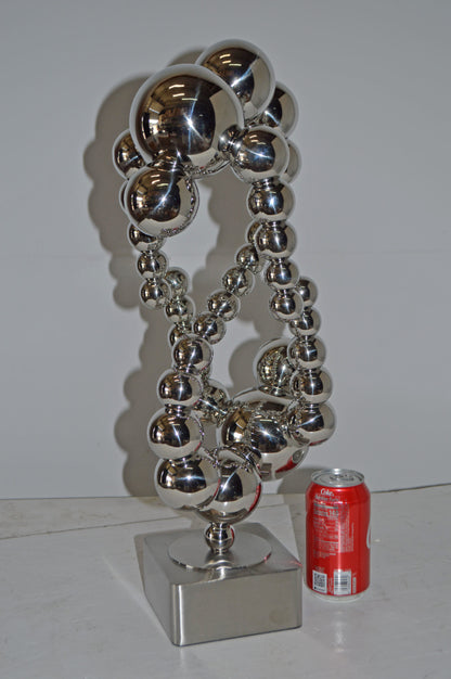 Modern Art Abstract Made of Chrome Balls Statue - Size: 11"L x 10"W x 22"H.