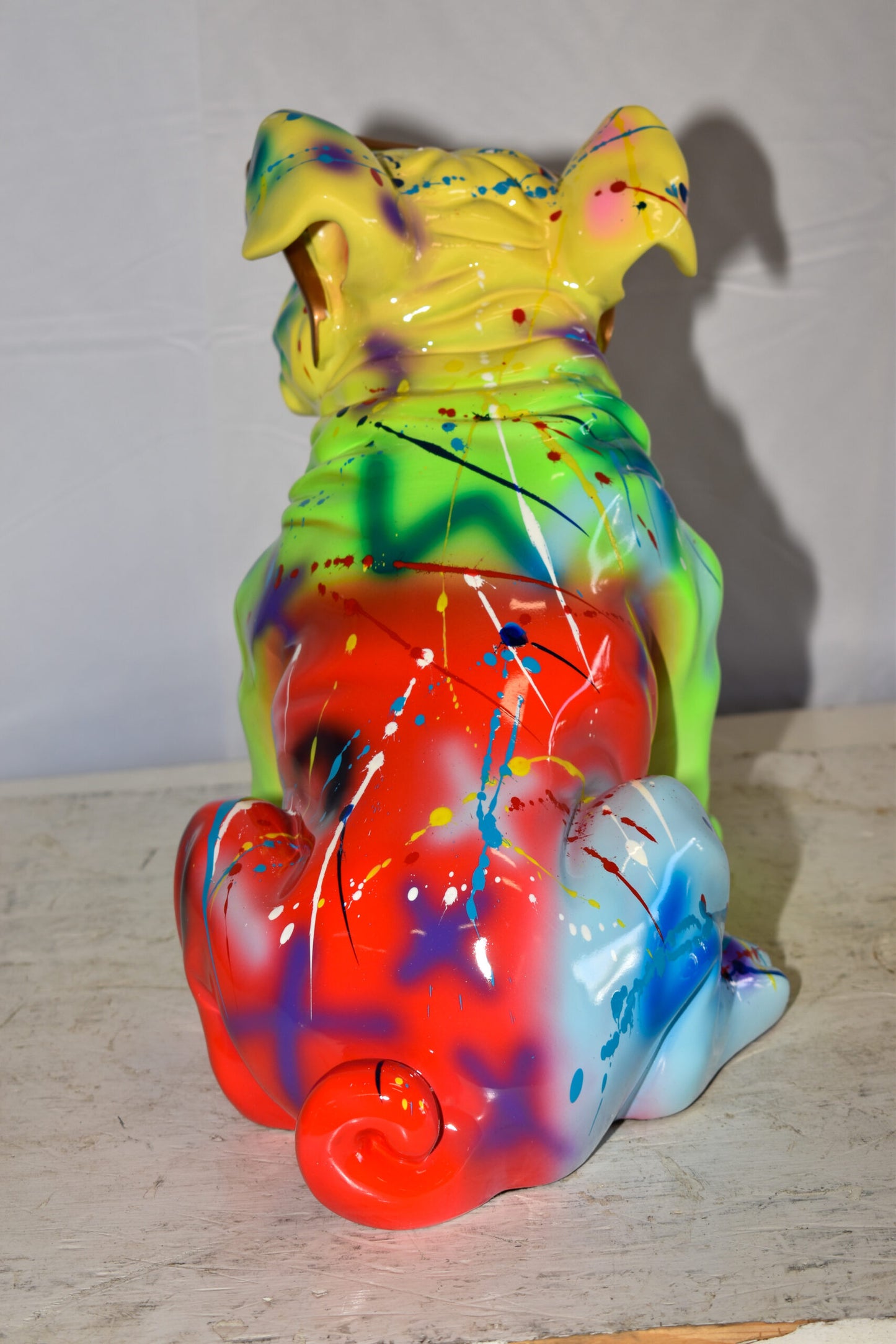 Multicolored Bulldog With Shades Resin Statue 16" x 9" x 13"H