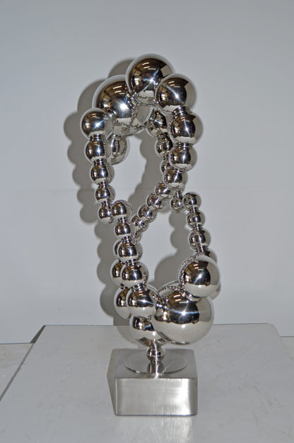 Modern Art Abstract Made of Chrome Balls Statue - Size: 11"L x 10"W x 22"H.