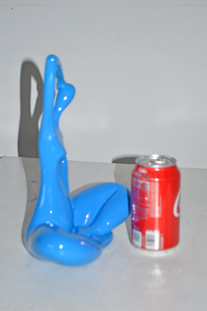 Modern Art Blue Ballet Dancer Sitting Resin Statue - Size: 9"L x 5"W x 11"H.