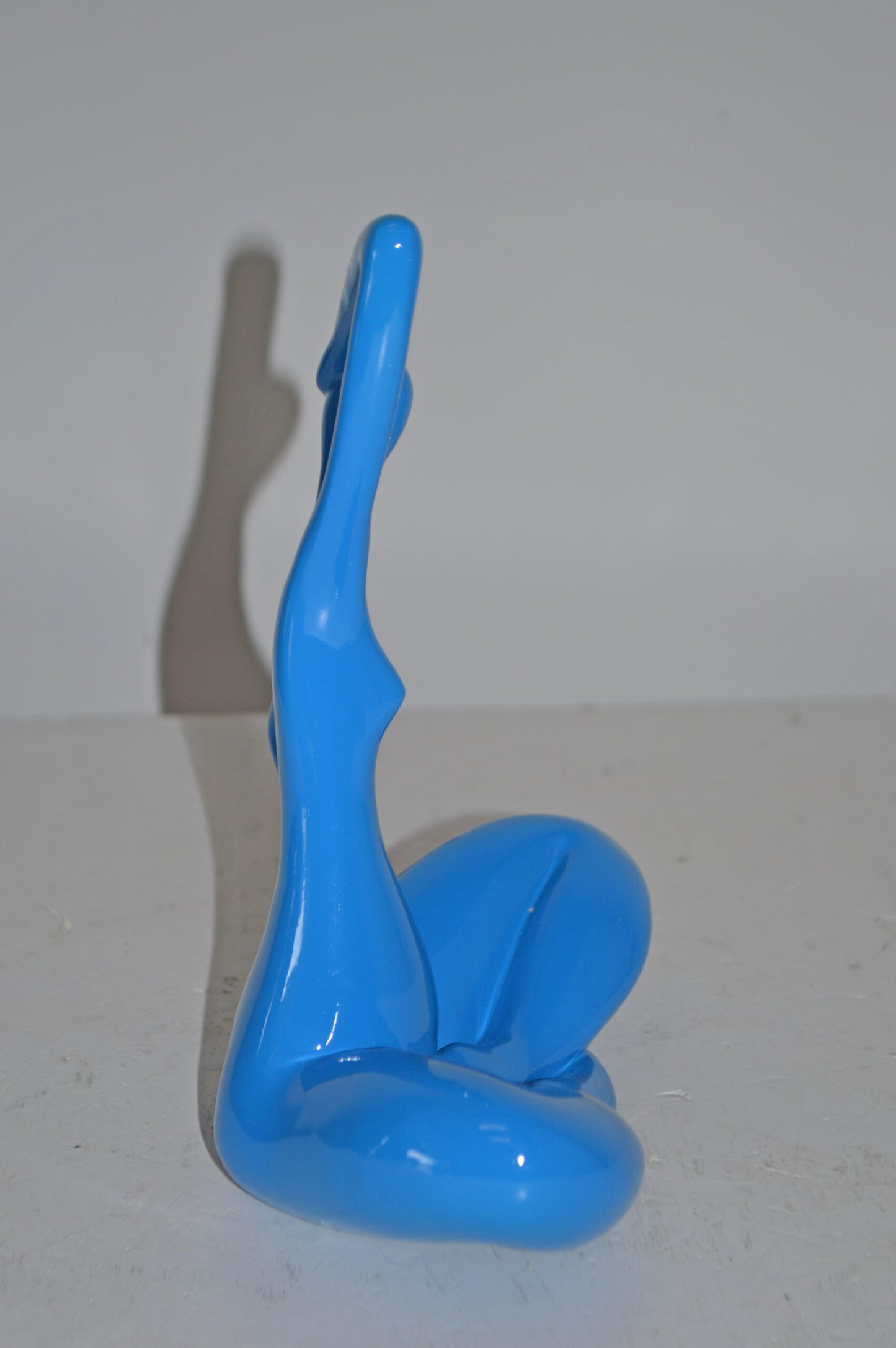 Modern Art Blue Ballet Dancer Sitting Resin Statue - Size: 9"L x 5"W x 11"H.