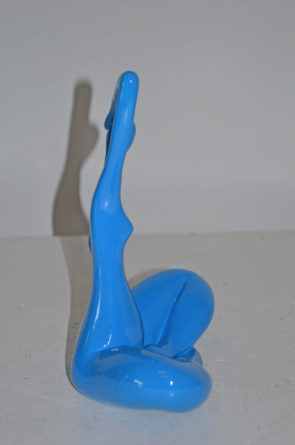 Modern Art Blue Ballet Dancer Sitting Resin Statue - Size: 9"L x 5"W x 11"H.