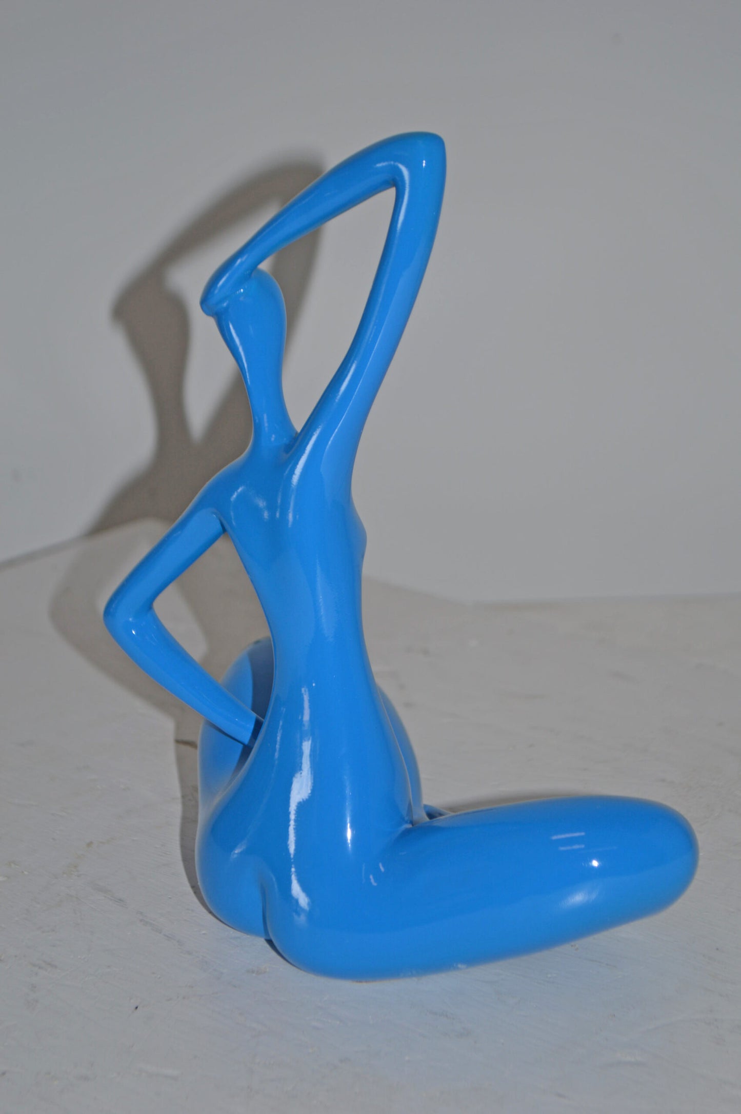 Modern Art Blue Ballet Dancer Sitting Resin Statue - Size: 9"L x 5"W x 11"H.