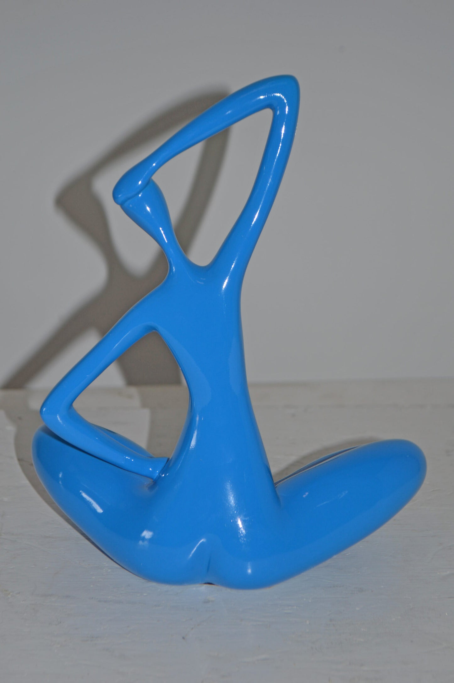 Modern Art Blue Ballet Dancer Sitting Resin Statue - Size: 9"L x 5"W x 11"H.