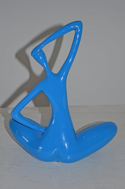 Modern Art Blue Ballet Dancer Sitting Resin Statue - Size: 9"L x 5"W x 11"H.