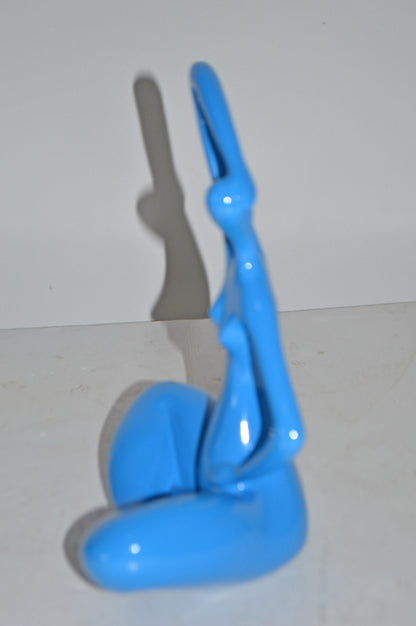 Modern Art Blue Ballet Dancer Sitting Resin Statue - Size: 9"L x 5"W x 11"H.