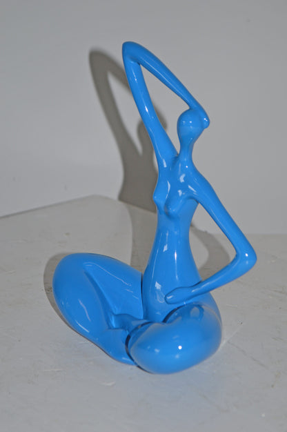 Modern Art Blue Ballet Dancer Sitting Resin Statue - Size: 9"L x 5"W x 11"H.