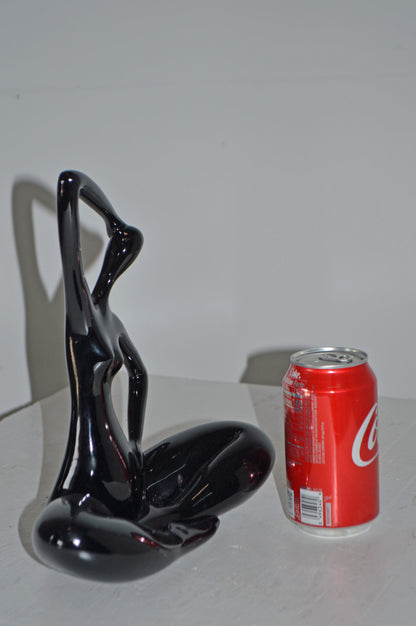 Modern Art Black Ballet Dancer Sitting Resin Statue - Size: 9"L x 5"W x 11"H.