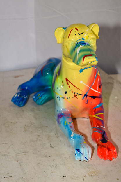 Modern Graffiti Sitting Greyhound Dog Resin Statue 19" x 9" x 12"H