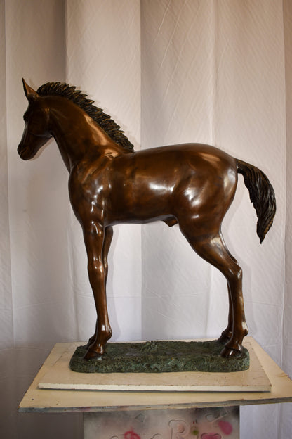 Standing Pony Made of Bronze Statue 47" x 12" x 48"H