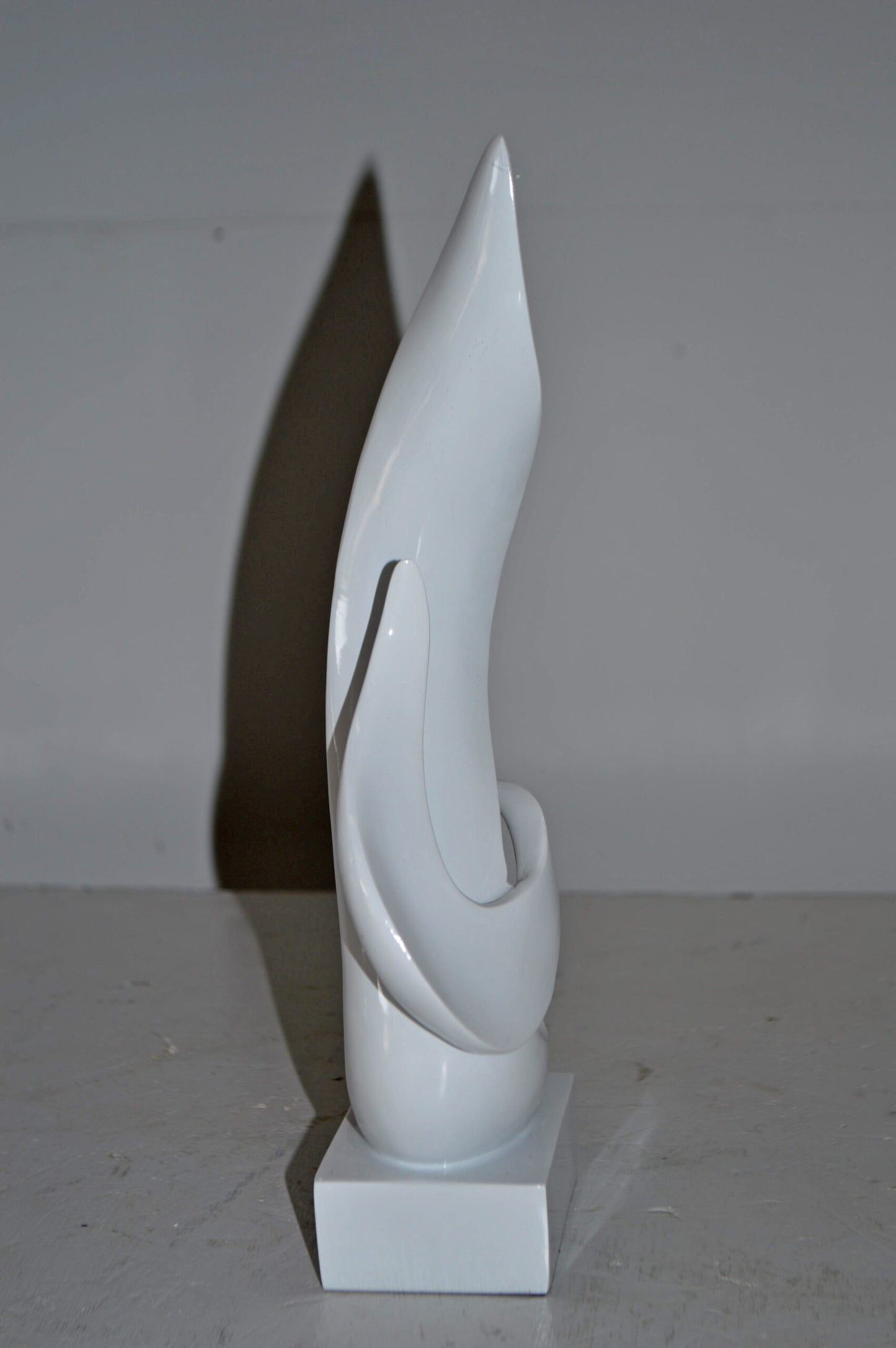 Modern Art Abstract of Fire White Resin Statue - Size: 6"L x 3"W x 12"H.