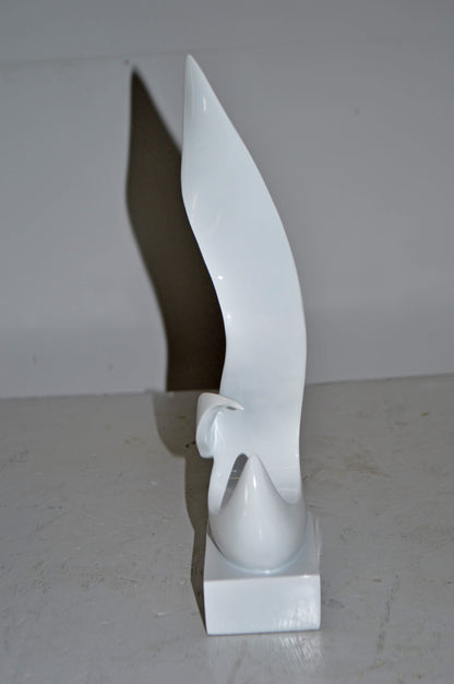 Modern Art Abstract of Fire White Resin Statue - Size: 6"L x 3"W x 12"H.