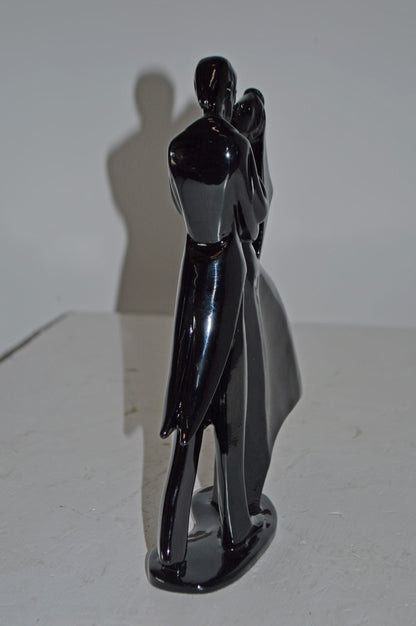 Bride and Groom Black Resin Statue Modern Art - Size: 3"L x 9"W x 12"H.