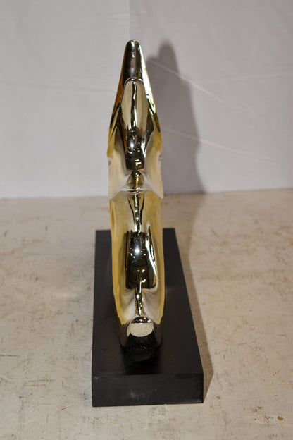 Gold Sea Urchin Resin Statue on Black Base 12" x 3" x 10"H