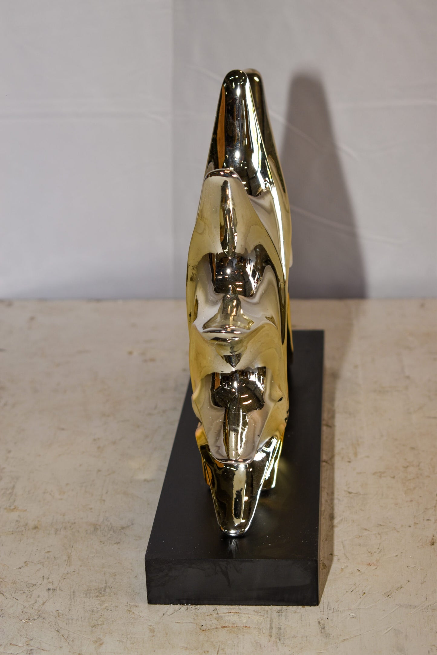 Gold Sea Urchin Resin Statue on Black Base 12" x 3" x 10"H