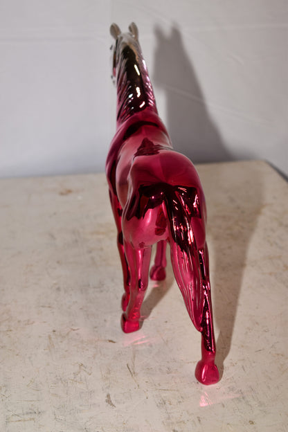 Pink Ombre Chrome Colored Confident Horse Resin Statue 12" x 3" x 10"H