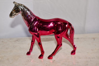 Pink Ombre Chrome Colored Confident Horse Resin Statue 12" x 3" x 10"H