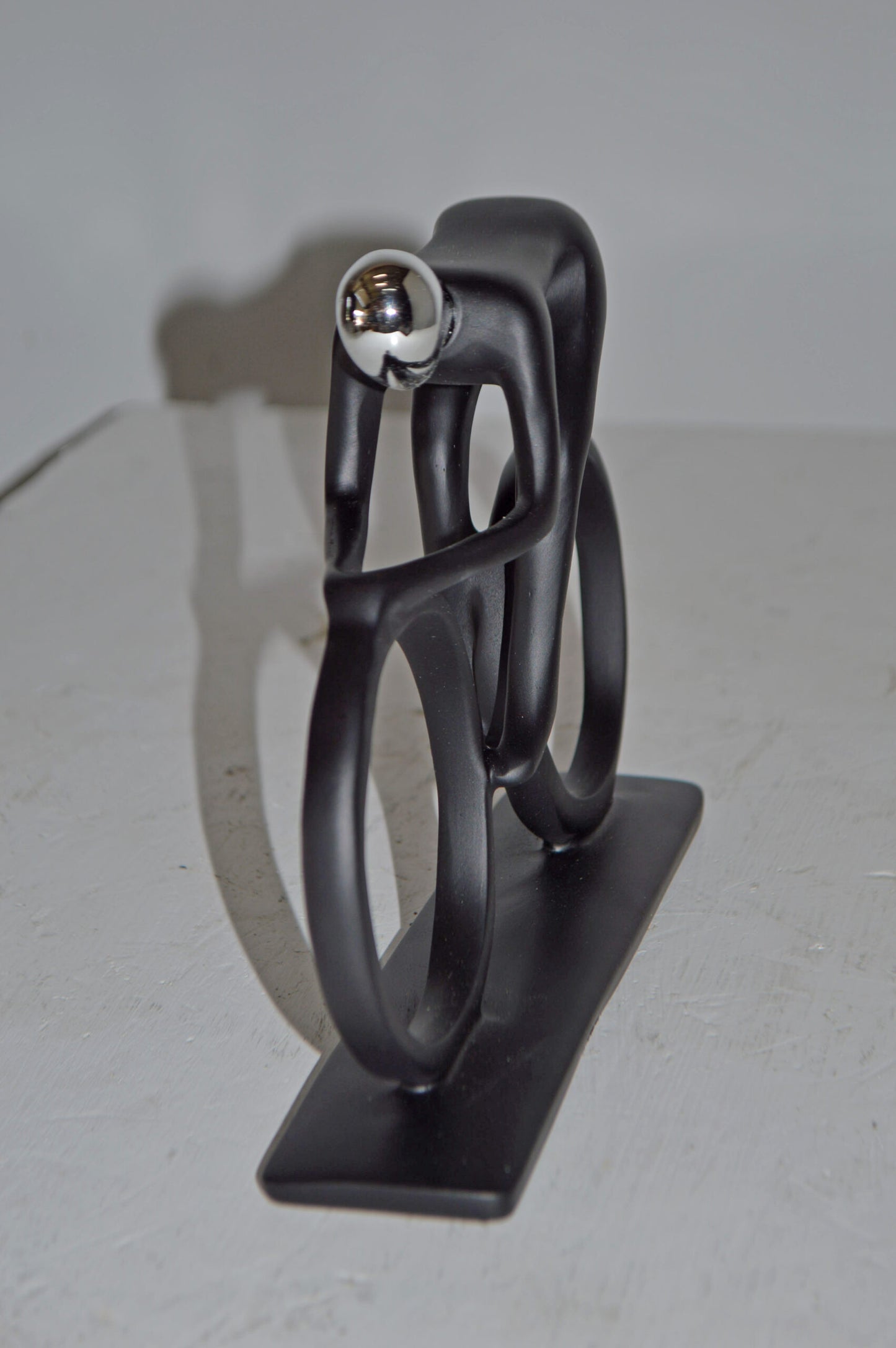 Modern Art Black Chrome Rider on His Bicycle Resin Statue - Size: 8"x2"x6"H