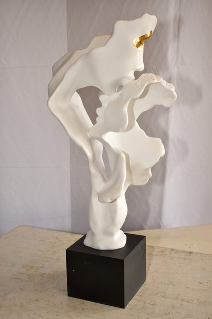 Abstract Modern Lovers White Resin Statue 12" x 8" x 26"H