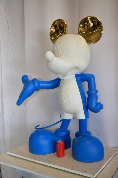 Chic Blue and White Giant Mickey Mouse Resin Statue 31" x 15" x 48"H