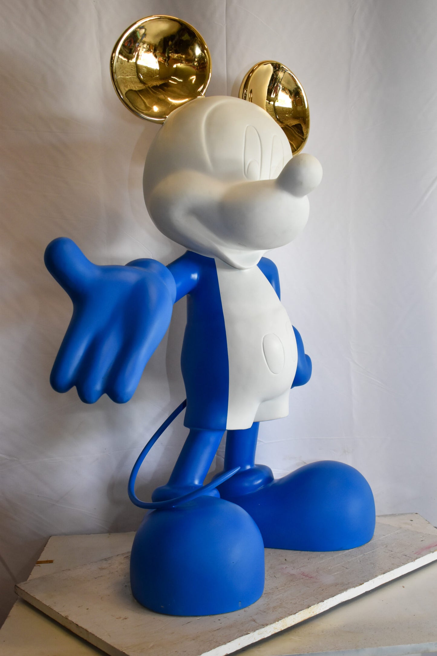 Chic Blue and White Giant Mickey Mouse Resin Statue 31" x 15" x 48"H