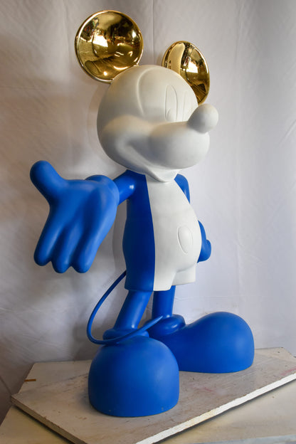 Chic Blue and White Giant Mickey Mouse Resin Statue 31" x 15" x 48"H