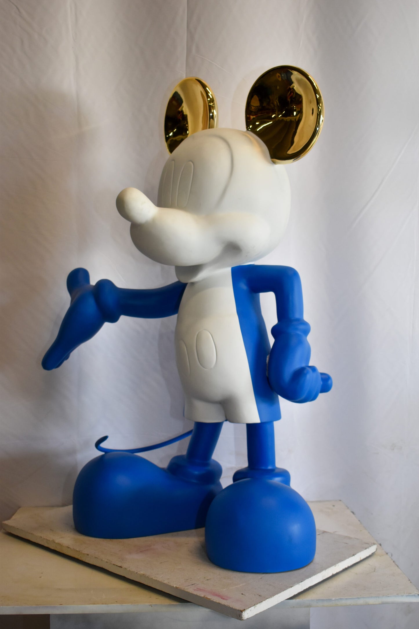 Chic Blue and White Giant Mickey Mouse Resin Statue 31" x 15" x 48"H