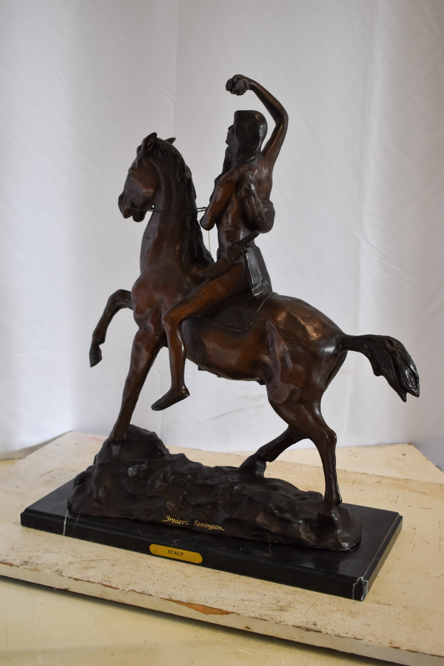 Remington Replica of The Scalp Bronze Statue 22" x 6" x 26"H