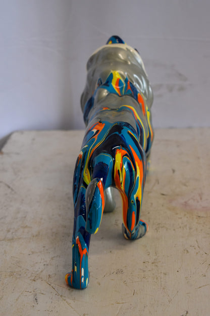 Roaming Multicolored Lion Resin Statue 19" x 5" x 9"H