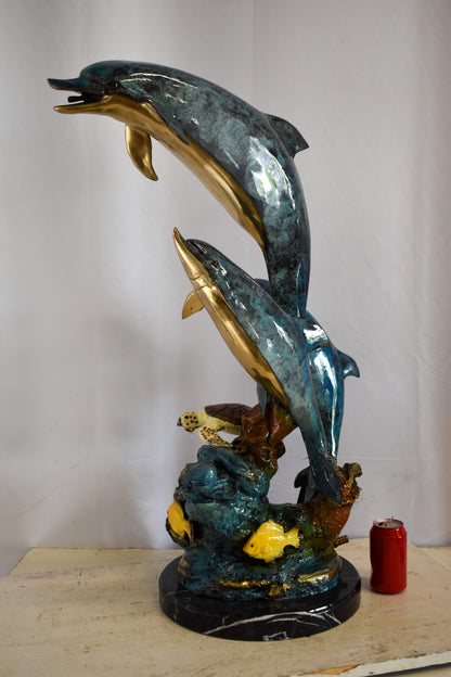 Nautical Dolphins Bronze Statue Fountain 23" x 13" x 36"H