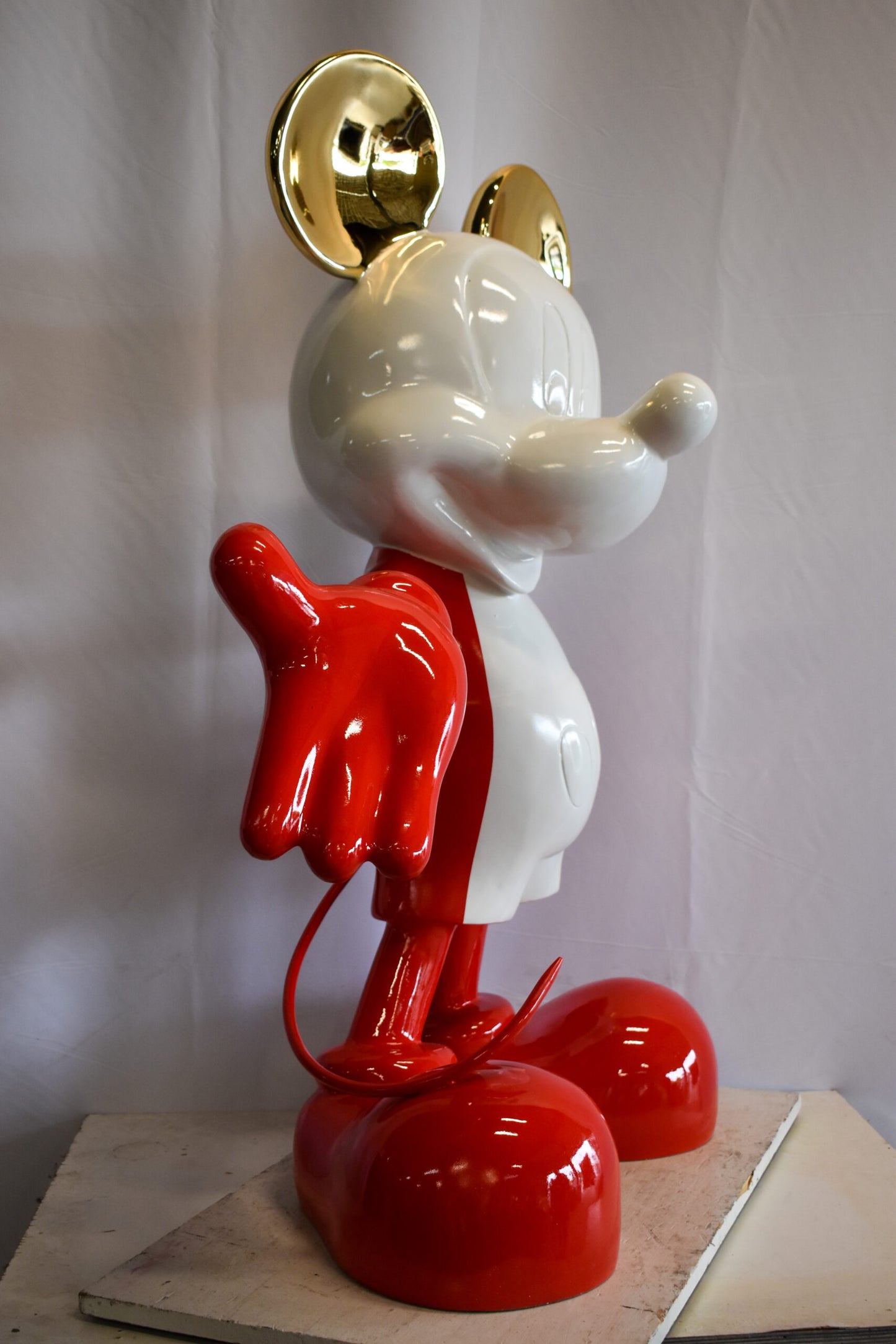 Red and White Giant Mickey Mouse Resin Statue 31" x 15" x 48"H