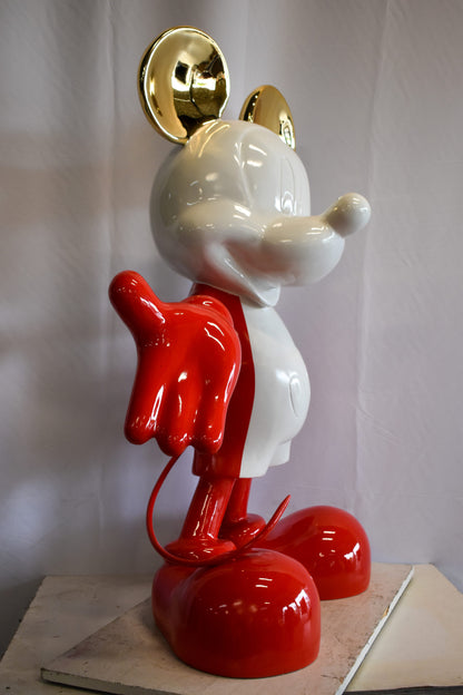 Red and White Giant Mickey Mouse Resin Statue 31" x 15" x 48"H