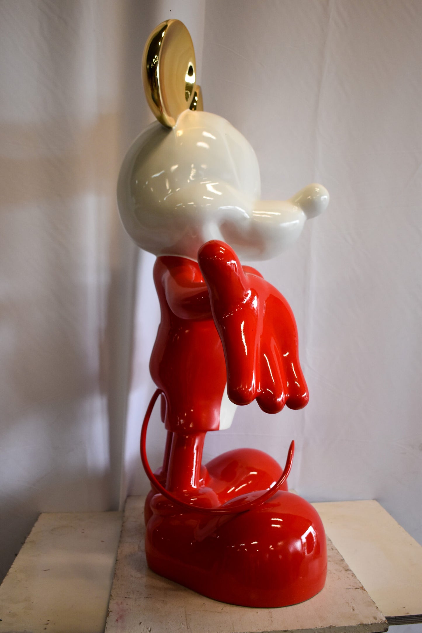 Red and White Giant Mickey Mouse Resin Statue 31" x 15" x 48"H