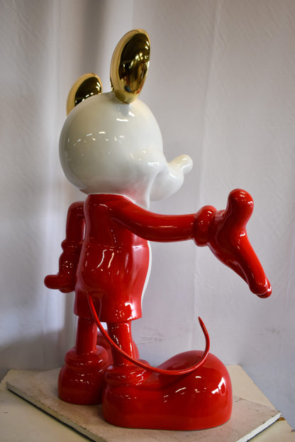 Red and White Giant Mickey Mouse Resin Statue 31" x 15" x 48"H
