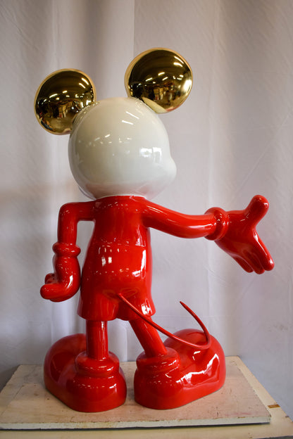Red and White Giant Mickey Mouse Resin Statue 31" x 15" x 48"H