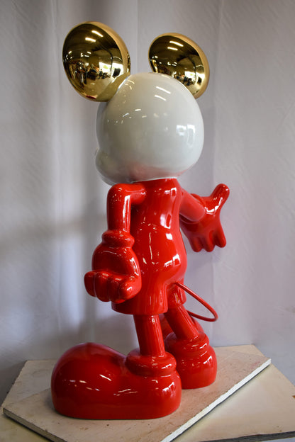 Red and White Giant Mickey Mouse Resin Statue 31" x 15" x 48"H