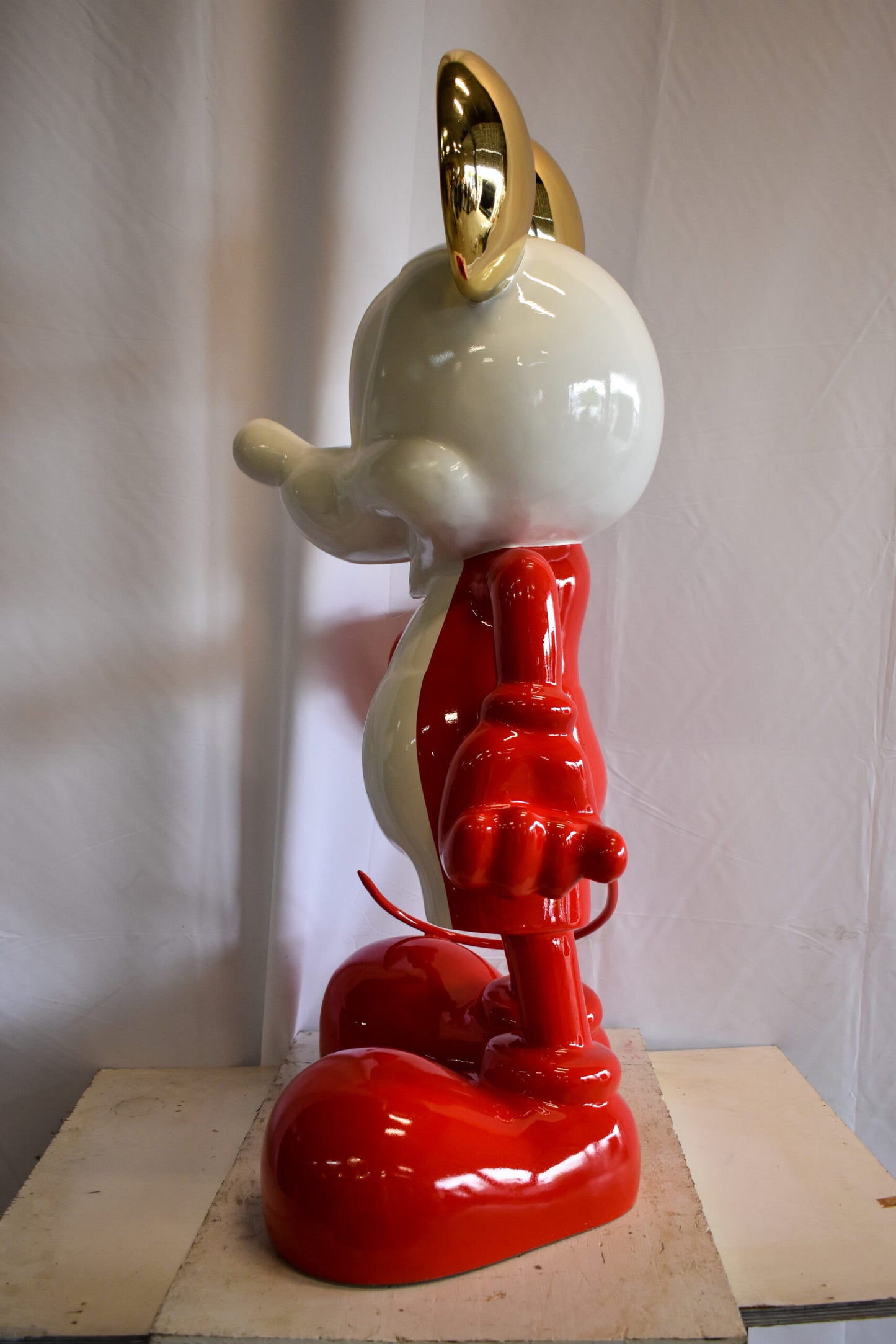 Red and White Giant Mickey Mouse Resin Statue 31" x 15" x 48"H