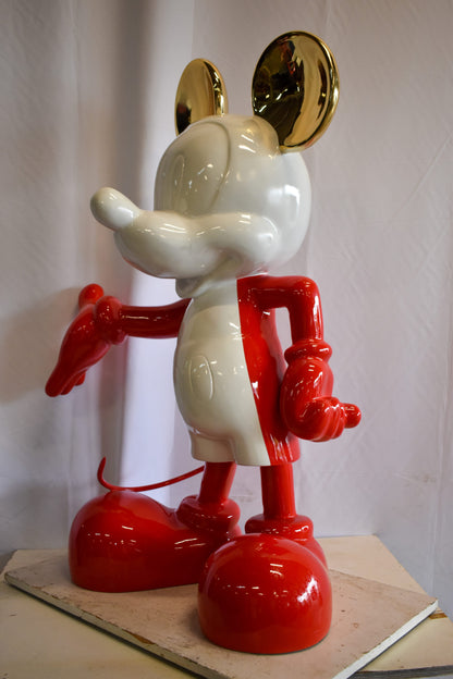 Red and White Giant Mickey Mouse Resin Statue 31" x 15" x 48"H