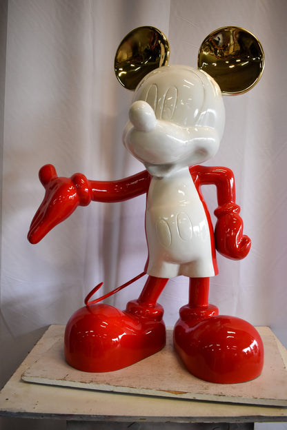 Red and White Giant Mickey Mouse Resin Statue 31" x 15" x 48"H