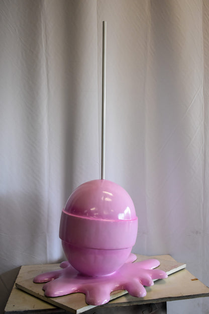 Giant Modern Pink Melting Lollipop Resin Statue 31" x 27" x 56"H