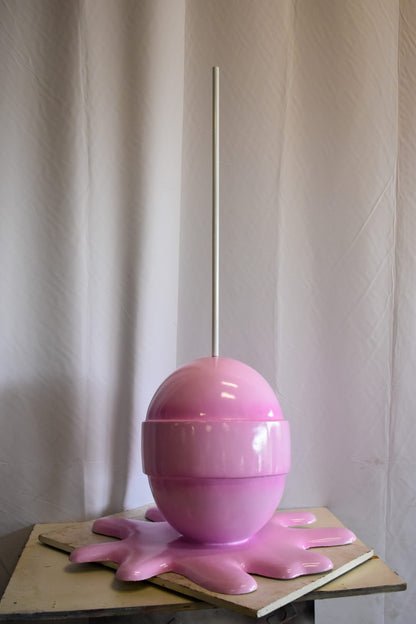 Giant Modern Pink Melting Lollipop Resin Statue 31" x 27" x 56"H