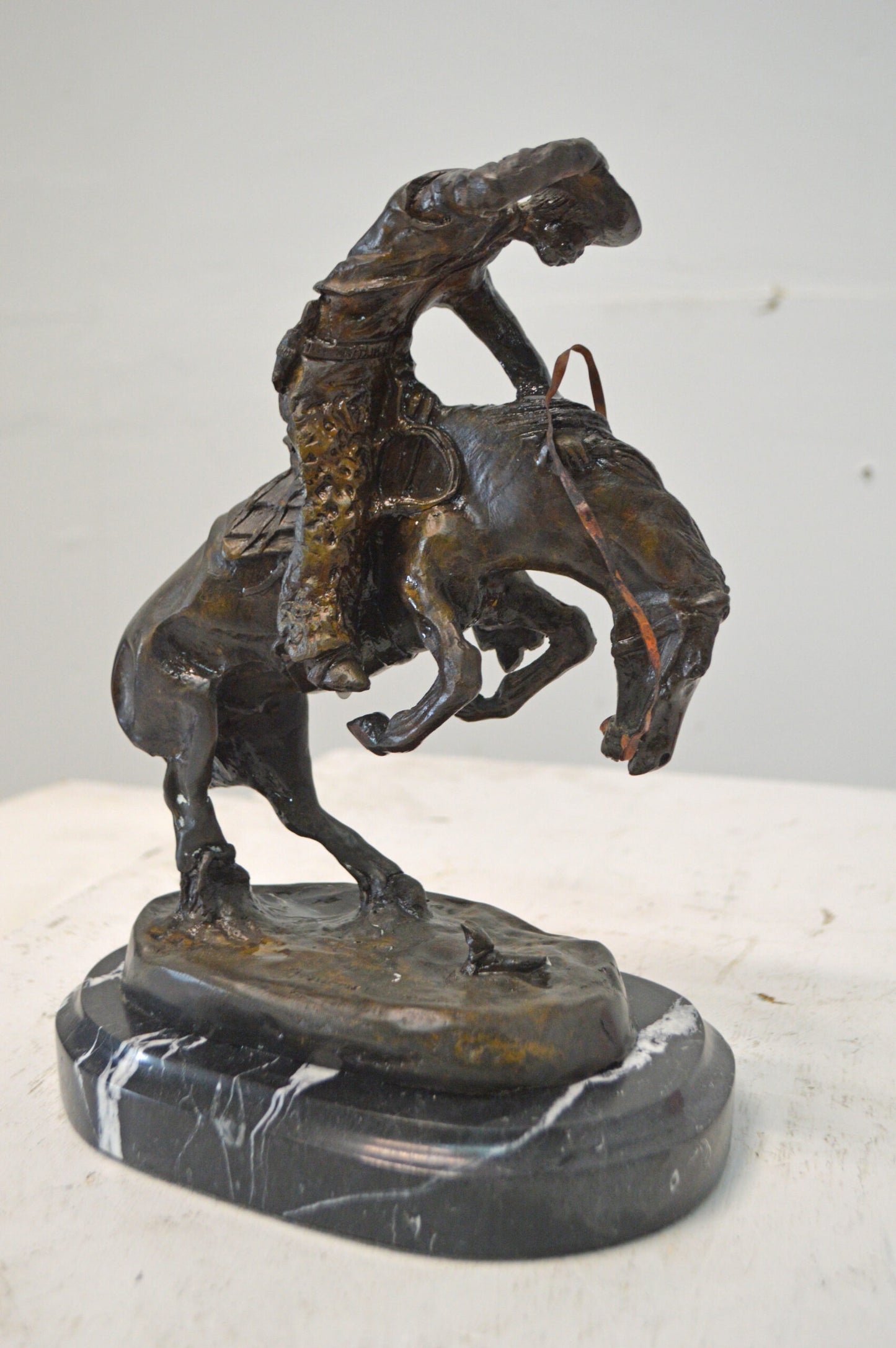 Rattlesnake, a Frederic Remington Replica Bronze Statue - Size 9" x 6" x 12"H