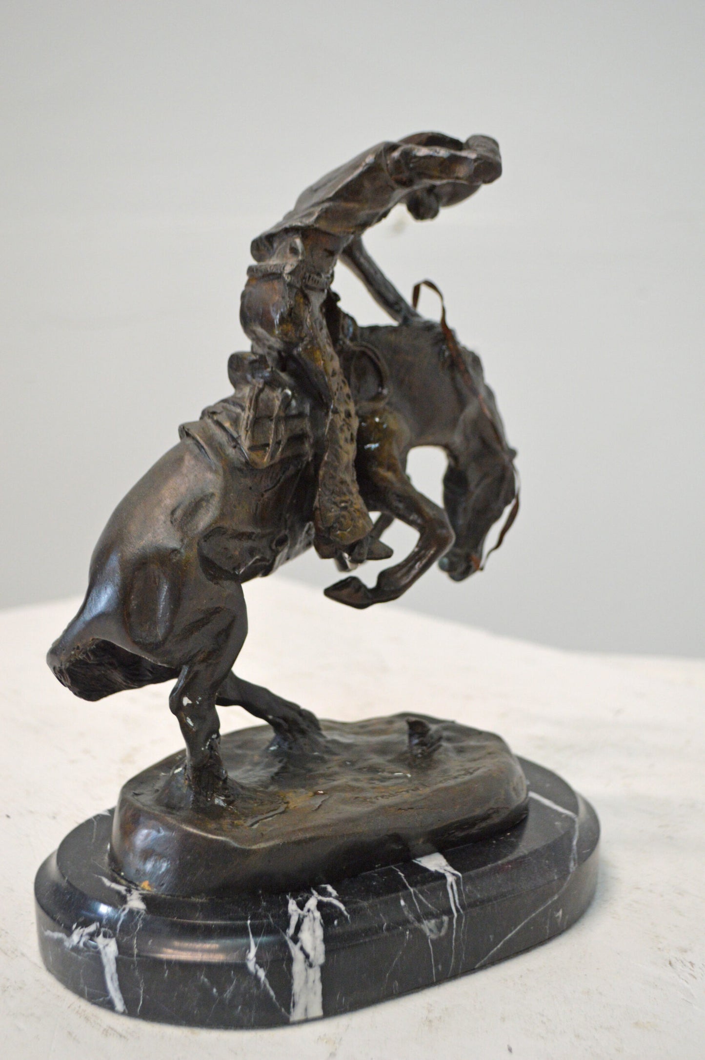 Rattlesnake, a Frederic Remington Replica Bronze Statue - Size 9" x 6" x 12"H