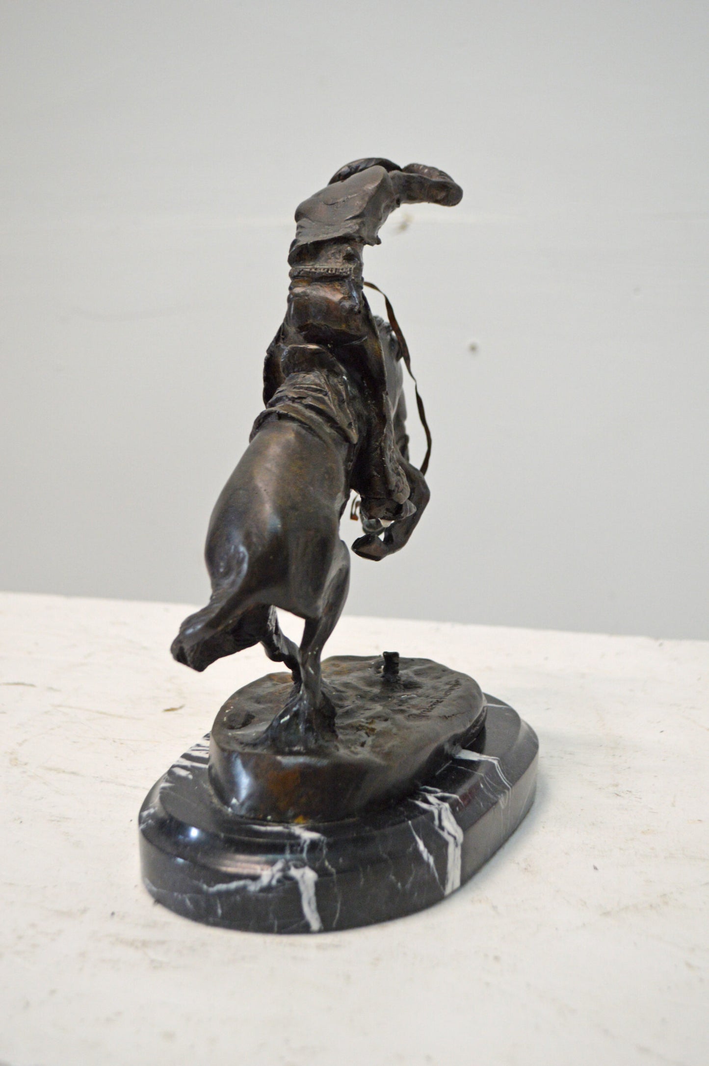 Rattlesnake, a Frederic Remington Replica Bronze Statue - Size 9" x 6" x 12"H