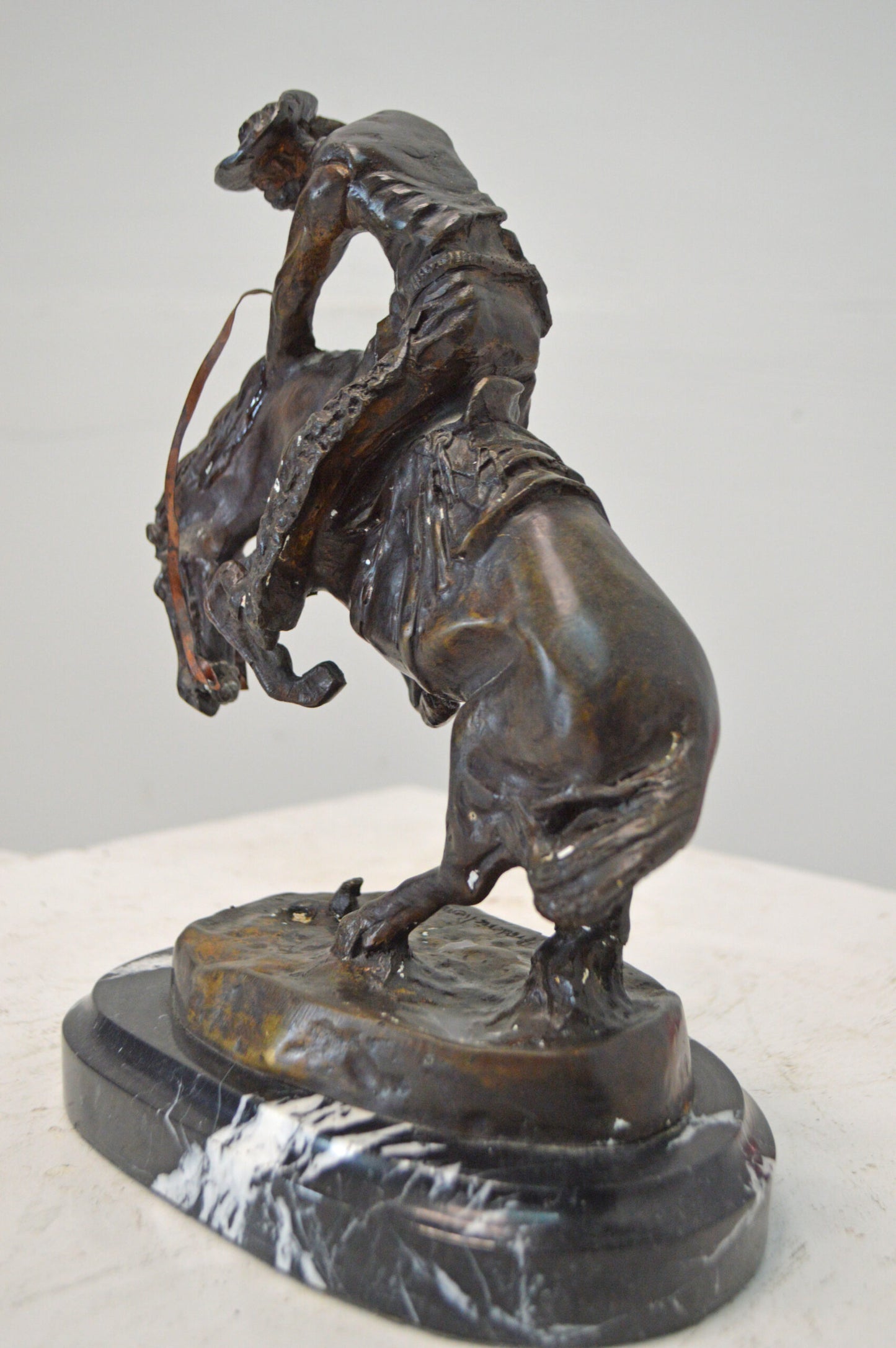 Rattlesnake, a Frederic Remington Replica Bronze Statue - Size 9" x 6" x 12"H