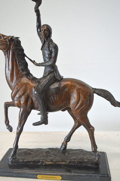 Scalp, a Frederic Remington Replica Bronze Statue - Size: 15"L x 7"W x 19"H.